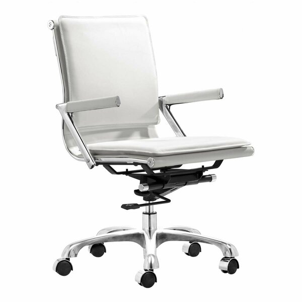 Homeroots 94 x 61 x 61 in. White Faux Leather Executive Rolling Office Chair 394932